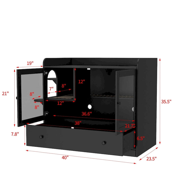 40 Cat-Friendly Litter Box Enclosure with Storage Bookcase Cabinet