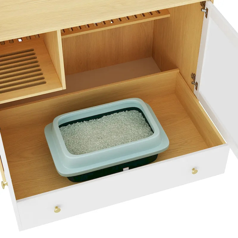 40 Cat-Friendly Litter Box Enclosure with Storage Bookcase Cabinet