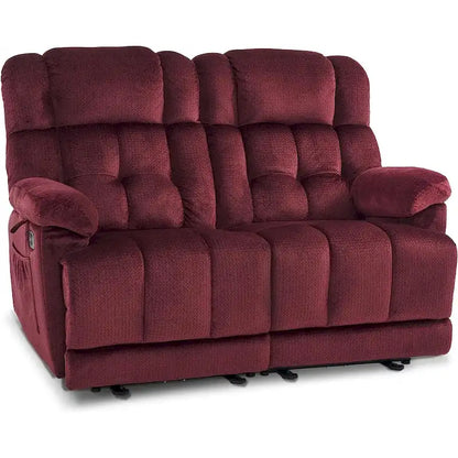 MCombo Electric Power Reclining Loveseat Sofa with Heat and Massage, Fabric 6237