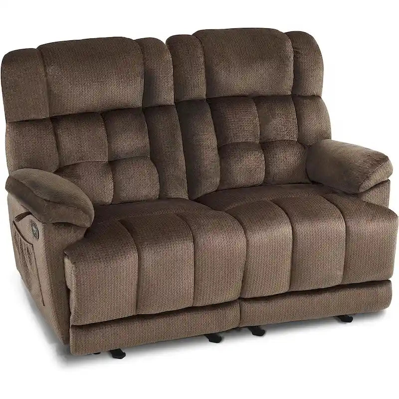 MCombo Electric Power Reclining Loveseat Sofa with Heat and Massage, Fabric 6237