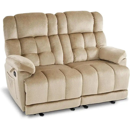 MCombo Electric Power Reclining Loveseat Sofa with Heat and Massage, Fabric 6237
