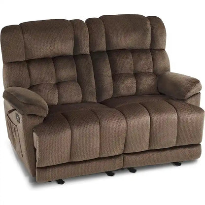 MCombo Electric Power Reclining Loveseat Sofa with Heat and Massage, Fabric 6237