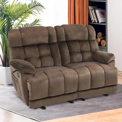 MCombo Electric Power Reclining Loveseat Sofa with Heat and Massage, Fabric 6237
