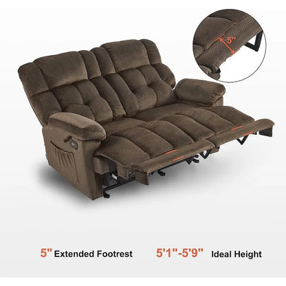 MCombo Electric Power Reclining Loveseat Sofa with Heat and Massage, Fabric 6237