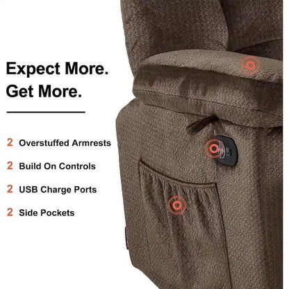 MCombo Electric Power Reclining Loveseat Sofa with Heat and Massage, Fabric 6237