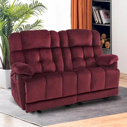 MCombo Electric Power Reclining Loveseat Sofa with Heat and Massage, Fabric 6237