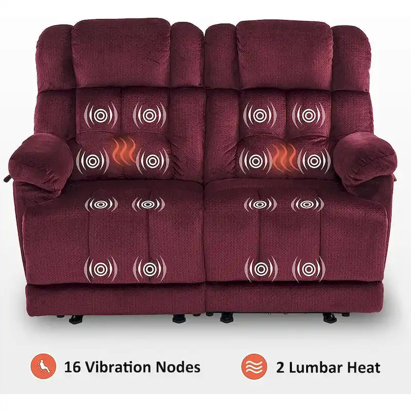 MCombo Electric Power Reclining Loveseat Sofa with Heat and Massage, Fabric 6237