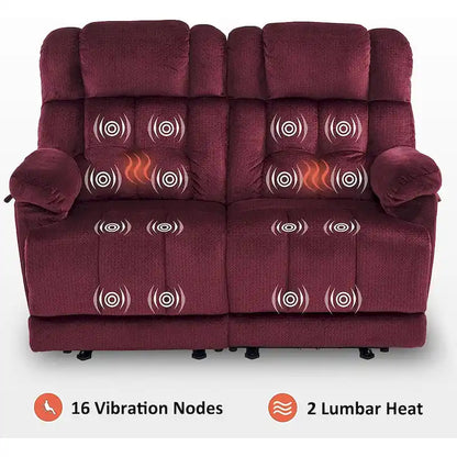 MCombo Electric Power Reclining Loveseat Sofa with Heat and Massage, Fabric 6237