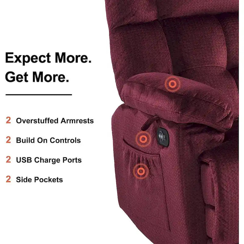 MCombo Electric Power Reclining Loveseat Sofa with Heat and Massage, Fabric 6237