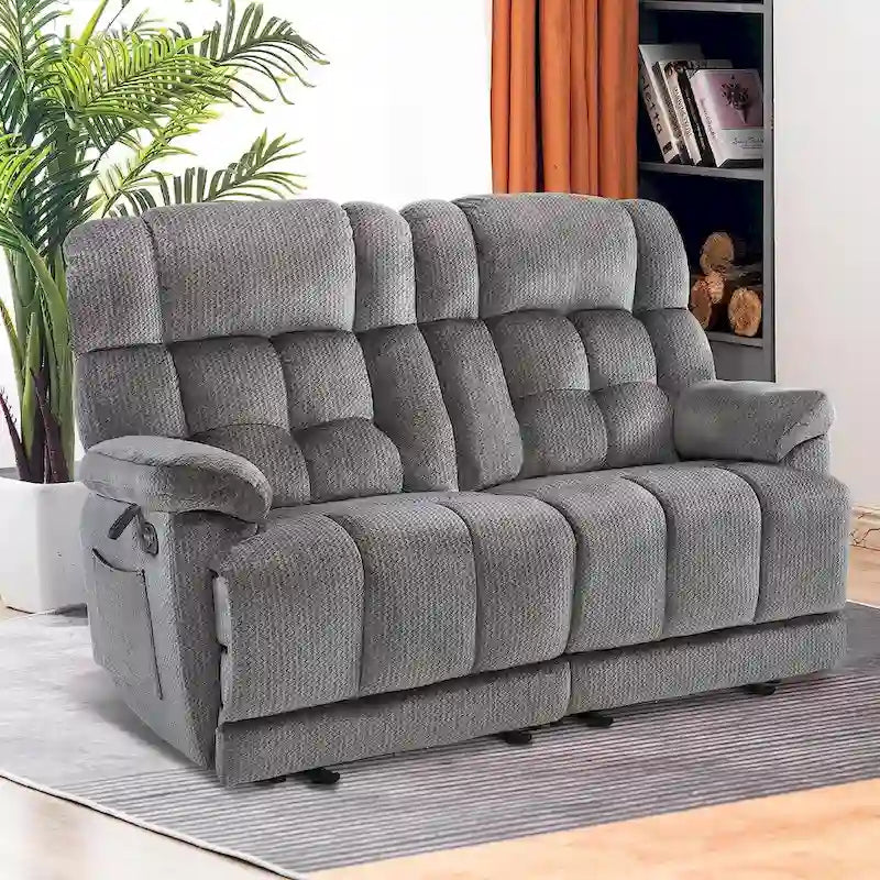 MCombo Electric Power Reclining Loveseat Sofa with Heat and Massage, Fabric 6237