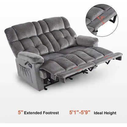 MCombo Electric Power Reclining Loveseat Sofa with Heat and Massage, Fabric 6237