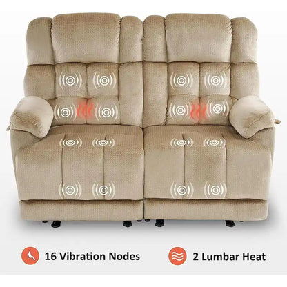 MCombo Electric Power Reclining Loveseat Sofa with Heat and Massage, Fabric 6237