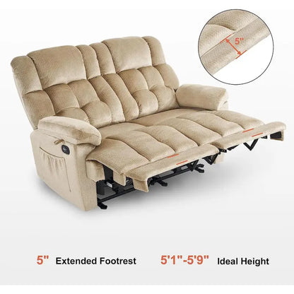 MCombo Electric Power Reclining Loveseat Sofa with Heat and Massage, Fabric 6237