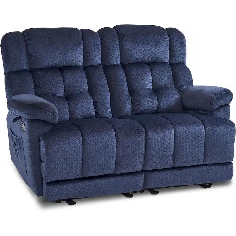 MCombo Electric Power Reclining Loveseat Sofa with Heat and Massage, Fabric 6237