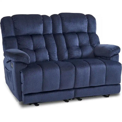 MCombo Electric Power Reclining Loveseat Sofa with Heat and Massage, Fabric 6237