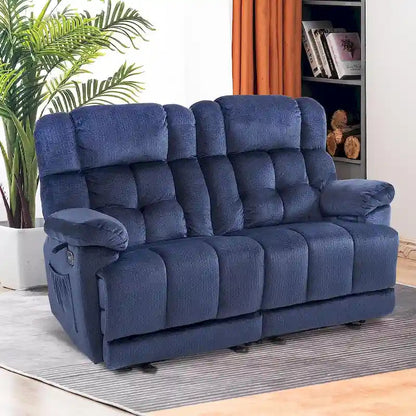 MCombo Electric Power Reclining Loveseat Sofa with Heat and Massage, Fabric 6237
