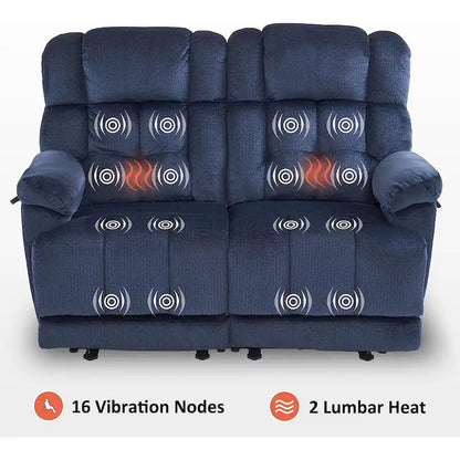 MCombo Electric Power Reclining Loveseat Sofa with Heat and Massage, Fabric 6237