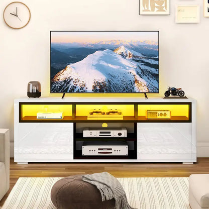 Moasis High Gloss LED TV Stand & Entertainment Center Media Console for up to 70 inch TVs