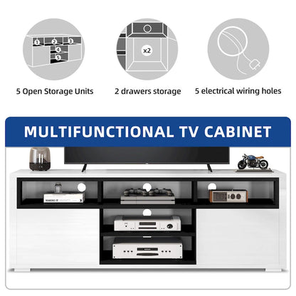 Moasis High Gloss LED TV Stand & Entertainment Center Media Console for up to 70 inch TVs