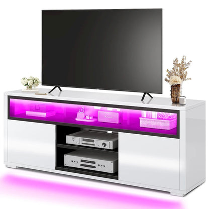 Moasis High Gloss LED TV Stand & Entertainment Center Media Console for up to 70 inch TVs