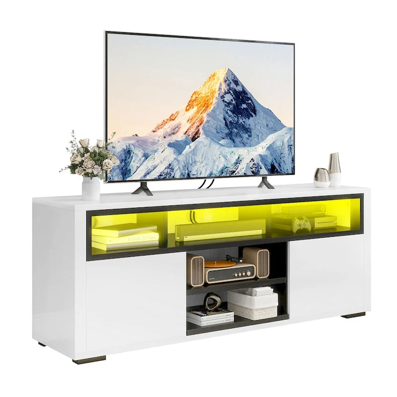 Moasis High Gloss LED TV Stand & Entertainment Center Media Console for up to 70 inch TVs
