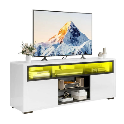 Moasis High Gloss LED TV Stand & Entertainment Center Media Console for up to 70 inch TVs