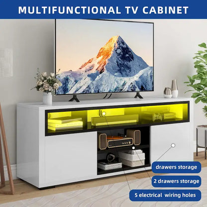 Moasis High Gloss LED TV Stand & Entertainment Center Media Console for up to 70 inch TVs