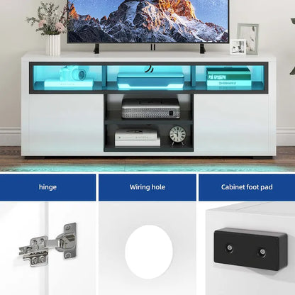 Moasis High Gloss LED TV Stand & Entertainment Center Media Console for up to 70 inch TVs
