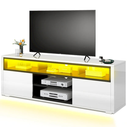 Moasis High Gloss LED TV Stand & Entertainment Center Media Console for up to 70 inch TVs