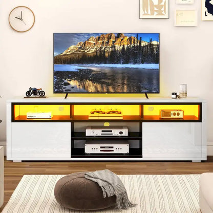 Moasis High Gloss LED TV Stand & Entertainment Center Media Console for up to 70 inch TVs