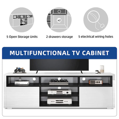 Moasis High Gloss LED TV Stand & Entertainment Center Media Console for up to 70 inch TVs