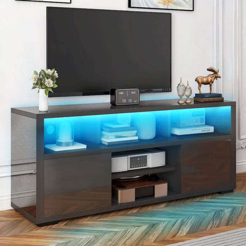 Moasis High Gloss LED TV Stand & Entertainment Center Media Console for up to 70 inch TVs