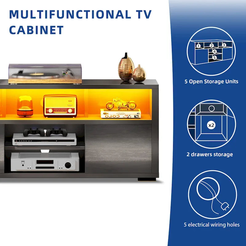 Moasis High Gloss LED TV Stand & Entertainment Center Media Console for up to 70 inch TVs