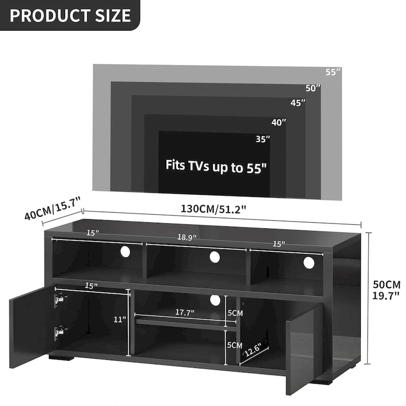 Moasis High Gloss LED TV Stand & Entertainment Center Media Console for up to 70 inch TVs
