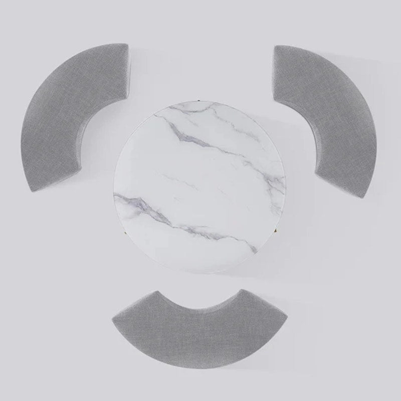 31.5 Modern Round Lift-Top Coffee Table Set with Storage & 3 Ottomans