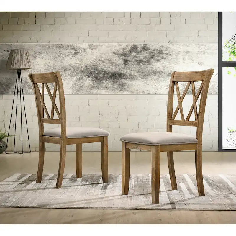 Roundhill Furniture Windvale Upholstered Cross-back Dining Chair, Set of 2
