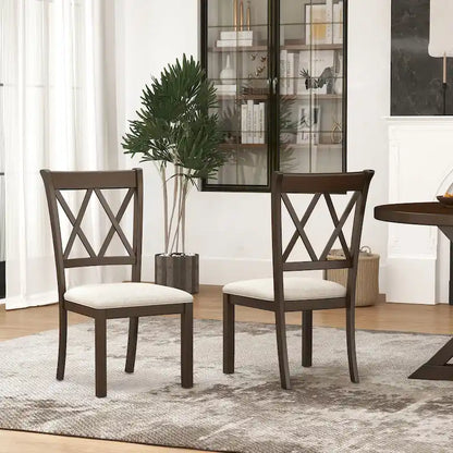 Roundhill Furniture Windvale Upholstered Cross-back Dining Chair, Set of 2