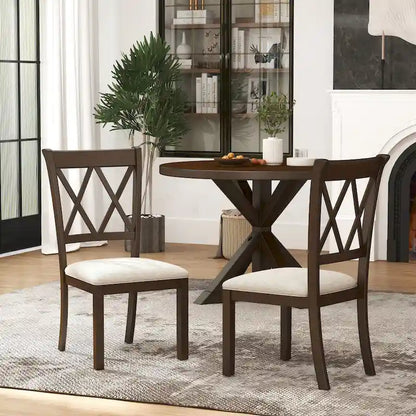 Roundhill Furniture Windvale Upholstered Cross-back Dining Chair, Set of 2