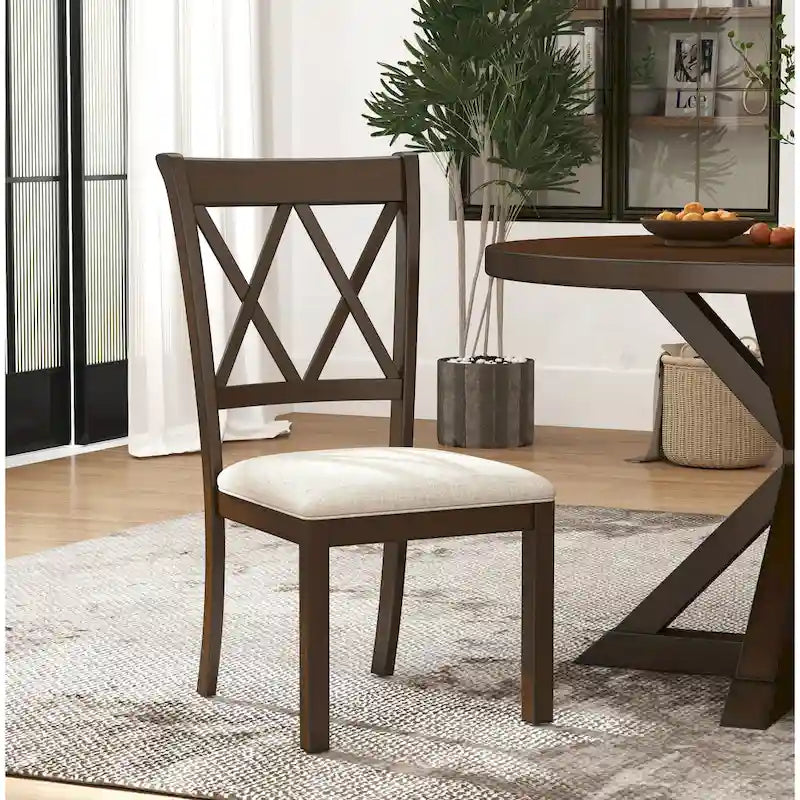 Roundhill Furniture Windvale Upholstered Cross-back Dining Chair, Set of 2