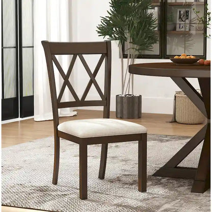 Roundhill Furniture Windvale Upholstered Cross-back Dining Chair, Set of 2