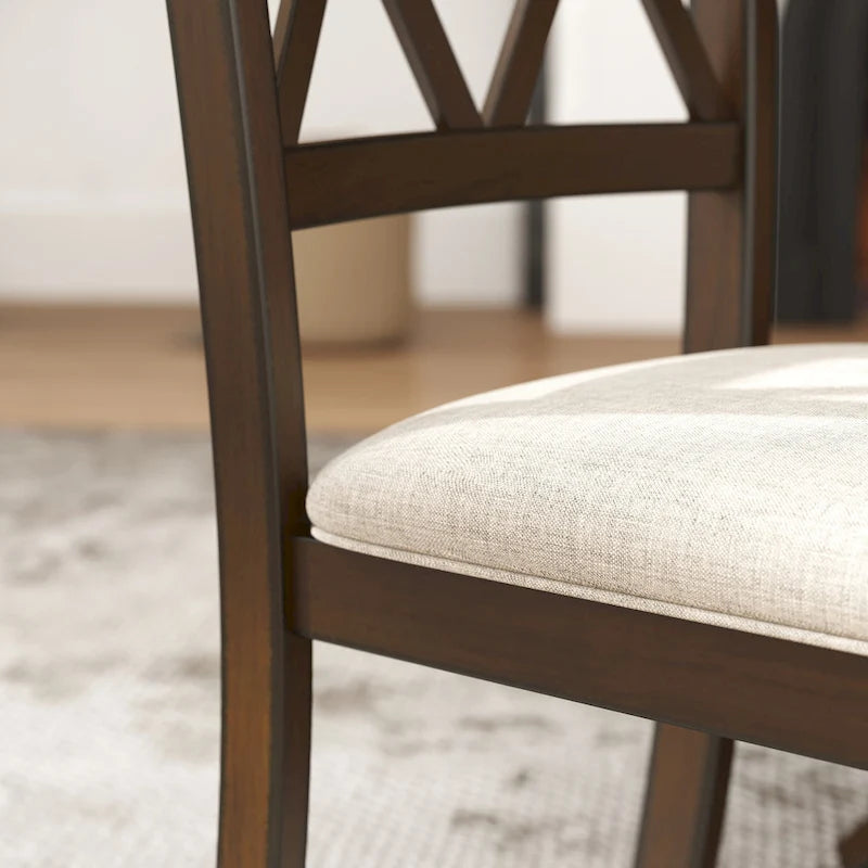 Roundhill Furniture Windvale Upholstered Cross-back Dining Chair, Set of 2