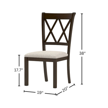 Roundhill Furniture Windvale Upholstered Cross-back Dining Chair, Set of 2