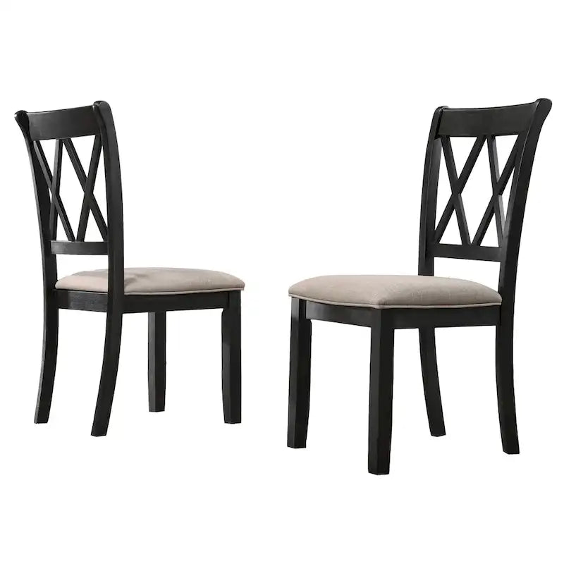 Roundhill Furniture Windvale Upholstered Cross-back Dining Chair, Set of 2