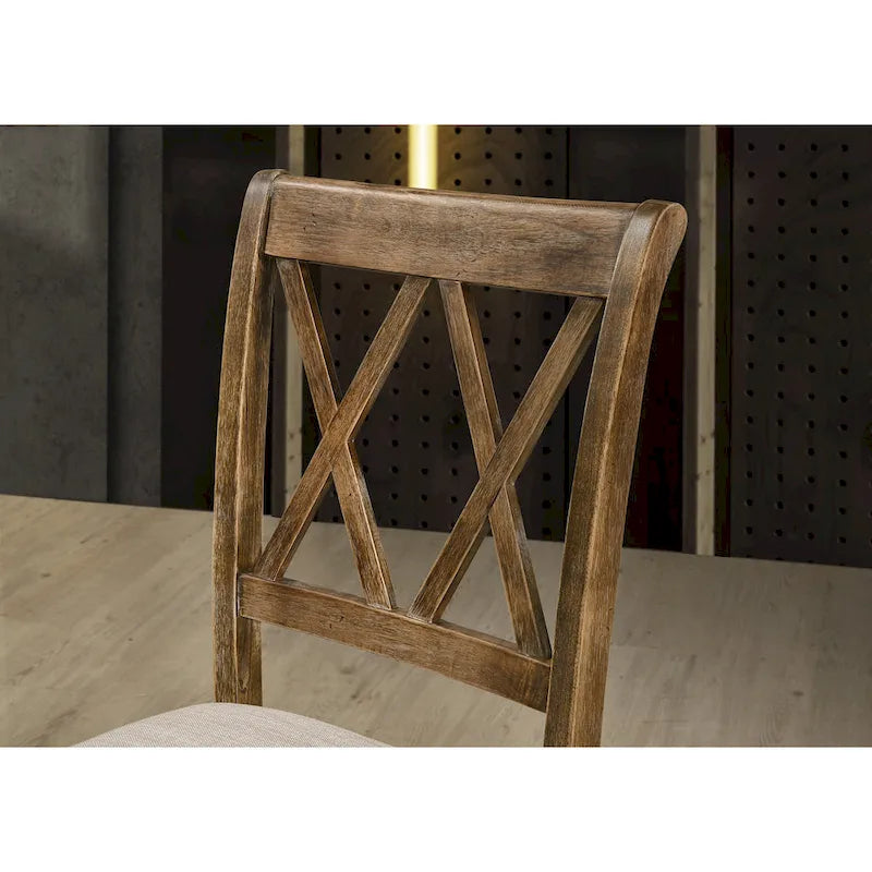 Roundhill Furniture Windvale Upholstered Cross-back Dining Chair, Set of 2