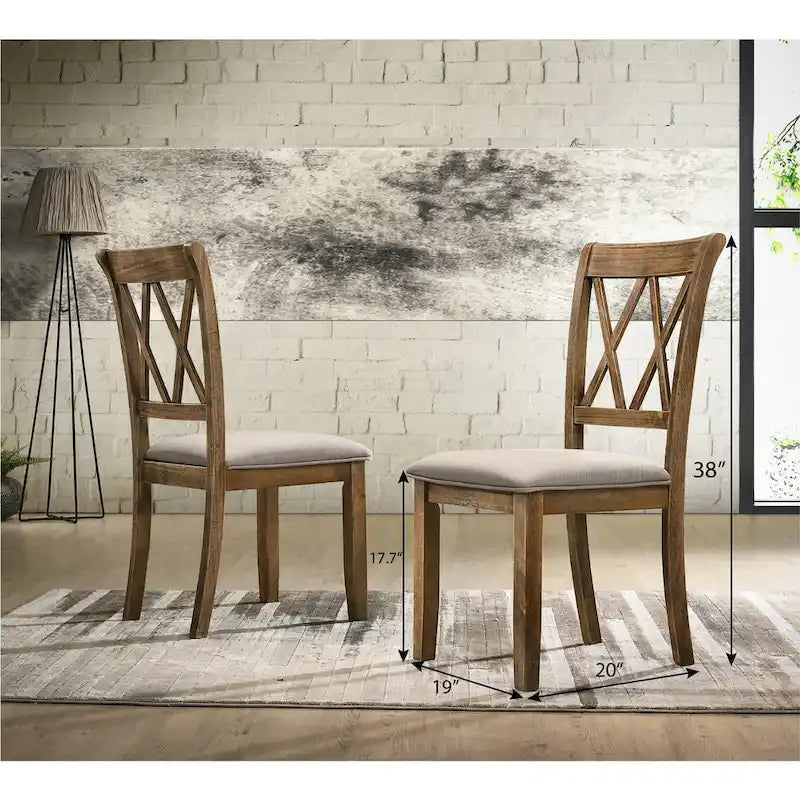 Roundhill Furniture Windvale Upholstered Cross-back Dining Chair, Set of 2