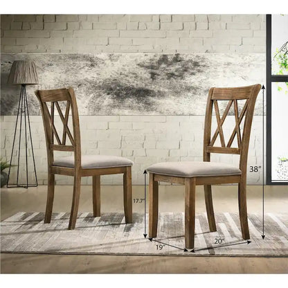 Roundhill Furniture Windvale Upholstered Cross-back Dining Chair, Set of 2