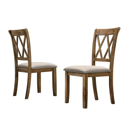 Roundhill Furniture Windvale Upholstered Cross-back Dining Chair, Set of 2