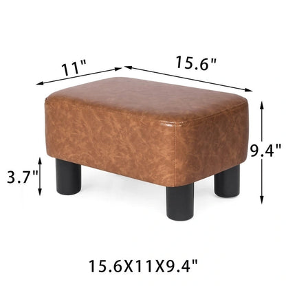 Adeco Small Footstool PU Leather Ottoman Footrest Modern Rectangular
