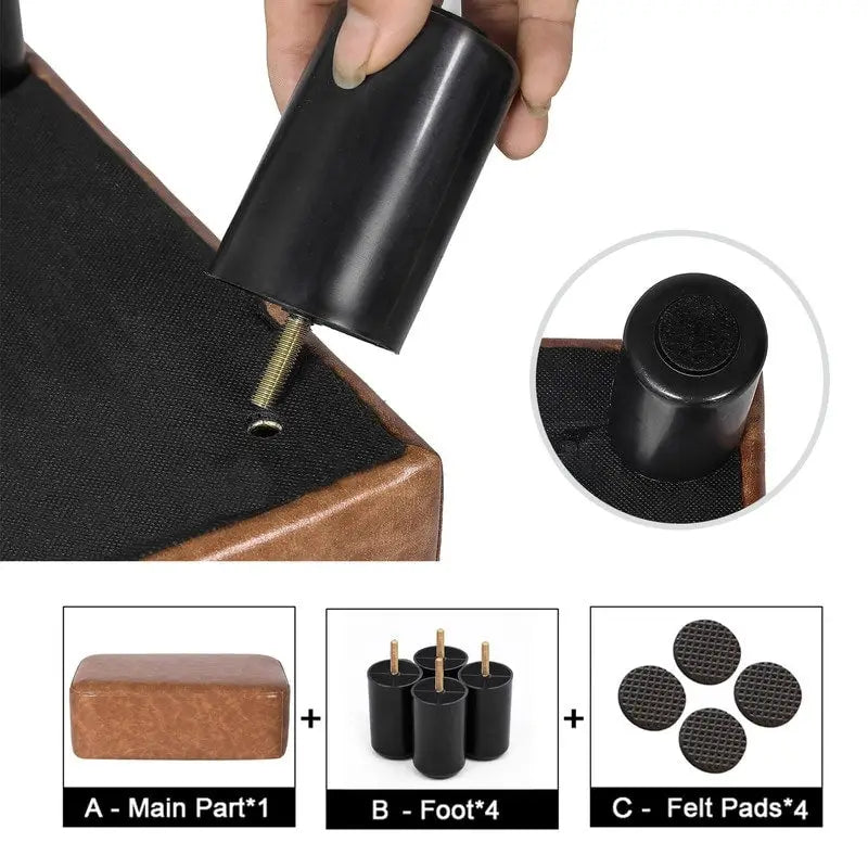 Adeco Small Footstool PU Leather Ottoman Footrest Modern Rectangular