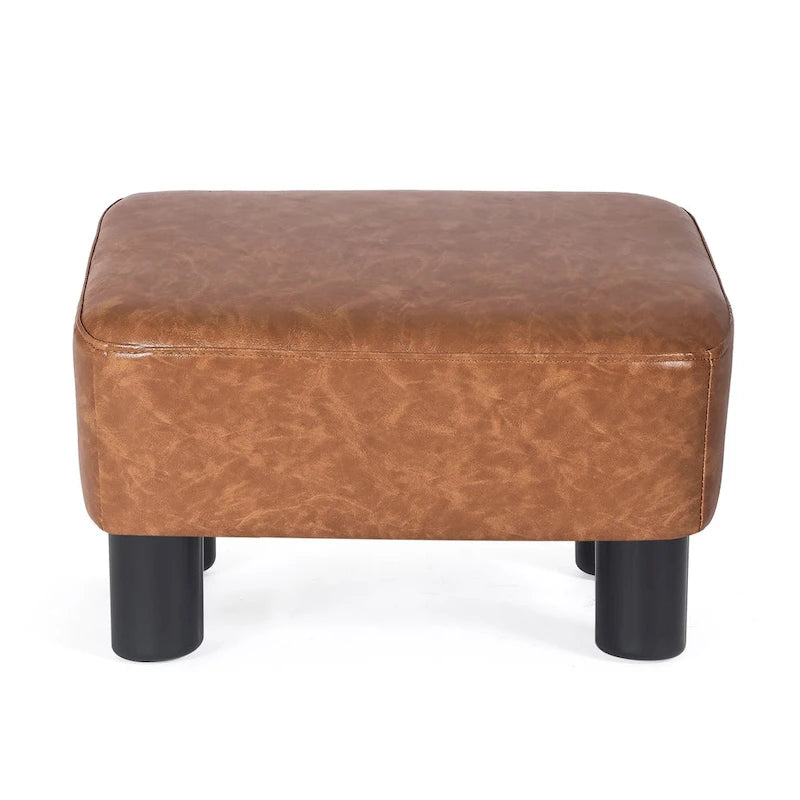 Adeco Small Footstool PU Leather Ottoman Footrest Modern Rectangular